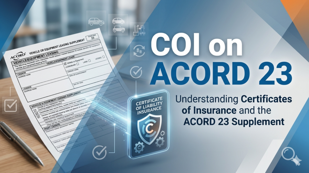 COI on ACORD 23